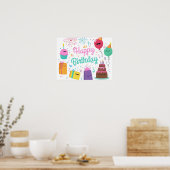 Het glimlachen van Happy Birthday Poster (Keuken)