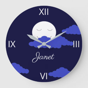 Het glimlachen van maan met Donkere wolken Grote Klok