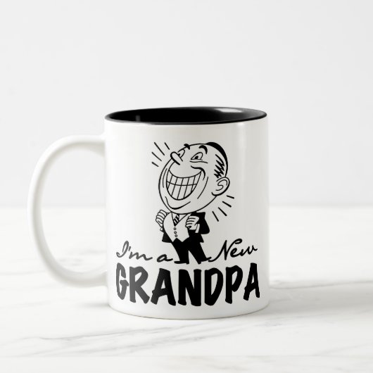 Het glimlachen van nieuwe Grandpa T-shirts en cade Tweekleurige Koffiemok (Links)