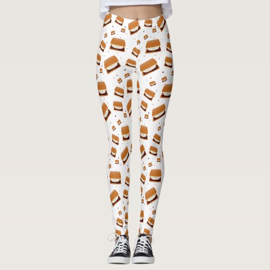 Het glimlachen van S'mores met Stippen op White Leggings (Voorkant)