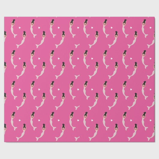 Het glimlachen Zeemeermin met het patroon van het  Cadeaupapier (Zoom)