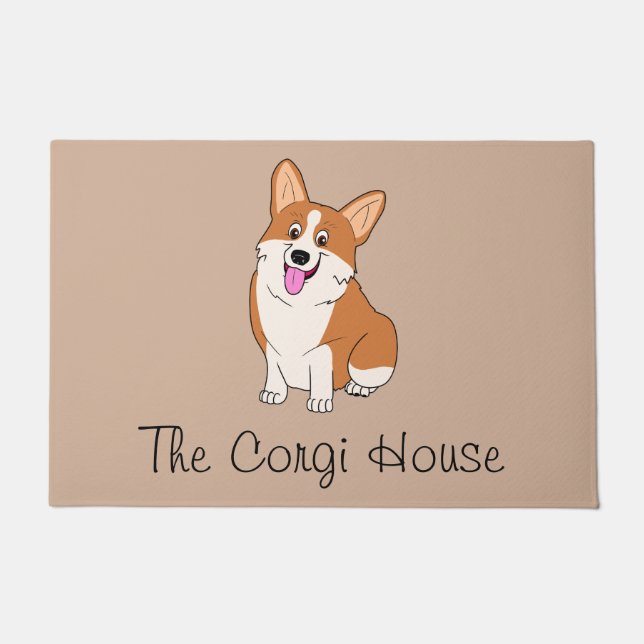 Het glimlachende Corgi House Deurmat (Voorkant)