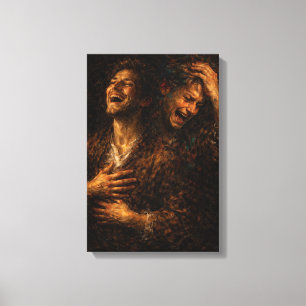 Het glimlachende masker: Portret van innerlijke an Canvas Afdruk