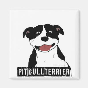 Het glimlen Pit Bull (Zwarte en Witte enkel rasben Magneet