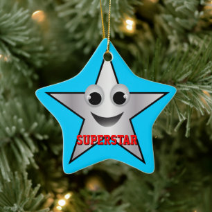 Het glimlen Superstar Karakter Silver Kleurde Keramisch Ornament