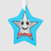 Het glimlen Superstar Karakter Silver Kleurde Ornament (voorkant)