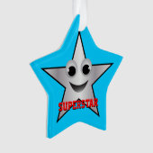 Het glimlen Superstar Karakter Silver Kleurde Ornament (voorkant)