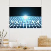 Het gloeien 3D-Net met klantgerichte tekst Poster (Keuken)