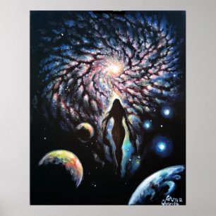 Het goddelijke vrouwtje in het universum poster