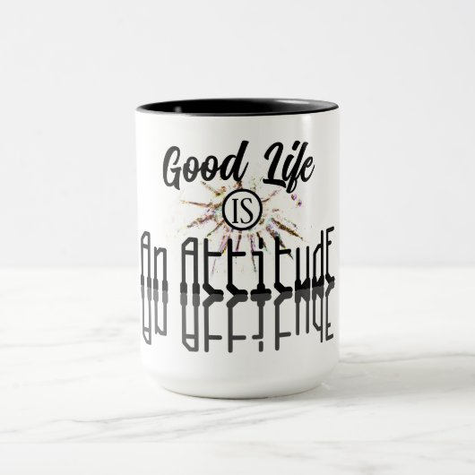 Het goede leven is een Attitude Black en White Mok (Midden)