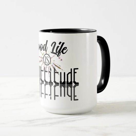 Het goede leven is een Attitude Black en White Mok (Voorkant rechts)
