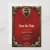 Het gotische hart van vuur en goud save the date (Voorkant)
