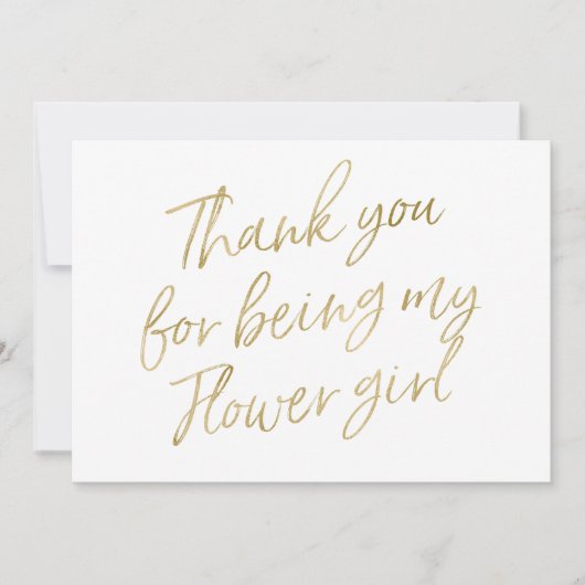 Het goud "dankt u voor het zijn mijn bloemmeisje " bedankkaart (Voorkant)