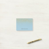 Het goud schittert Stevig Blauw Post-it® Notes (Op bureau)