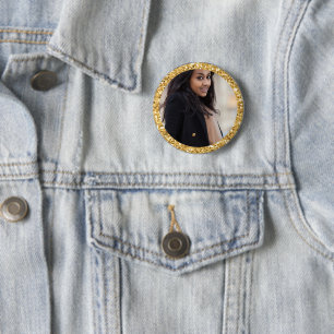 Het Goud van Faux schittert de Foto van de Student Ronde Button 5,7 Cm