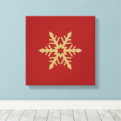 Het Goud van het Ontwerp van de sneeuwvlok op Rood Canvas Afdruk (Insitu (Houten vloer))