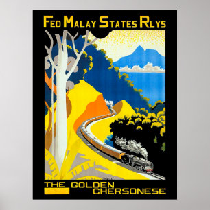 Het Gouden Chersonese, Maleisië, spoorweg, trein, Poster