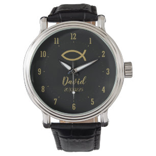 Het gouden Christelijke Symbool van Vissen Horloge