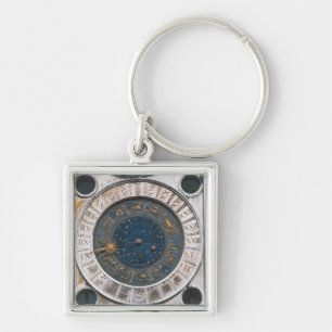 Het gouden en enamel klokgezicht, ontwerp waarmee sleutelhanger