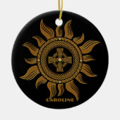 Het gouden Keltische kruis. Keramisch Ornament (Voorkant)