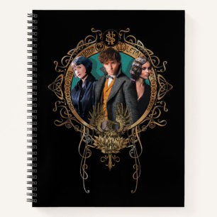 Het gouden Portret van het Art deco Newt, Tina, en Notitieboek