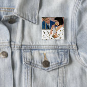 Het gouden Roos Vierkante Button 5,1 Cm (In situ)