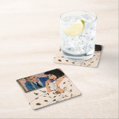 Het gouden Roos Vierkante Kartonnen Onderzetter (Insitu)