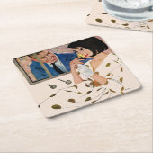 Het gouden Roos Vierkante Kartonnen Onderzetter (Schuin)