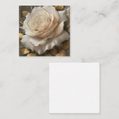 Het goudgerande witte roos kunstwerk informatiekaartje (Voorkant / Achterkant)