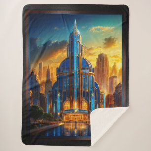 Het Grand Art Deco Blauwe Plaza Paviljoen door Xze Sherpa Deken