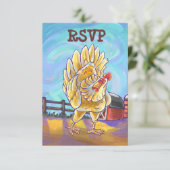 Het grappige Centrum RSVP van de Partij van de Kip Kaartje (Staand voorkant)