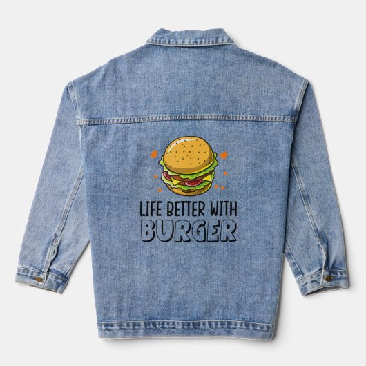 Het grappige leven is beter met Burger voor hambur Denim Jacket (Achterkant)