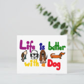 Het grappige leven is beter met een hond-kunst briefkaart (Staand voorkant)