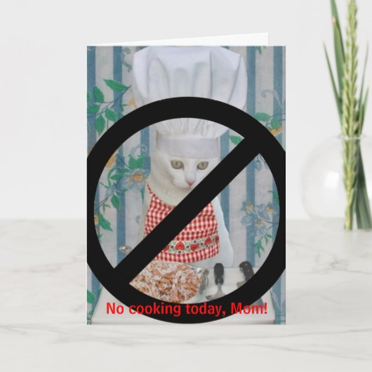 Het grappige Moederdag van de Kat geen het Koken Kaart (Voorkant)
