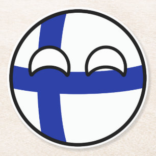 Het grappige Neigen Geeky Finland Countryball Ronde Kartonnen Onderzetter