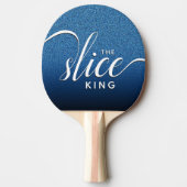 Het grappige script van de Slice King Blue Glitter Tafeltennisbatje (Voorkant)