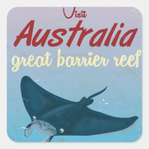 Het Great Barrier Reef, Australië Reisposter Vierkante Sticker