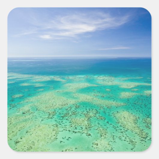 Het Great Barrier Reef, luchtschip uitzicht van Gr Vierkante Sticker (Voorkant)