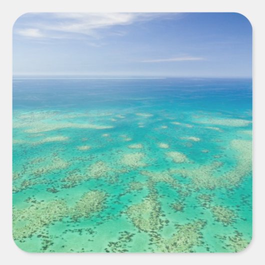 Het Great Barrier Reef, uitzicht van Groen vanuit Vierkante Sticker (Voorkant)