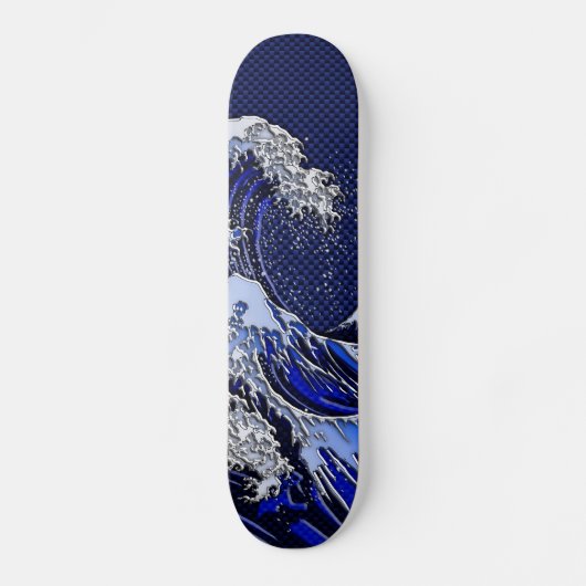 Het Great Hokusai Wave chrome koolstofvezel Decor Skateboard (Voorkant)