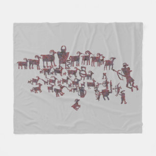 Het Great Hunt Petroglyph-paneel Fleece Deken