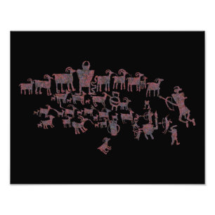 Het Great Hunt Petroglyph-paneel Foto Afdruk