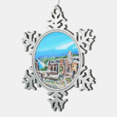 Het Griekse theater - Pewter Snowflake Ornament (Rechts)