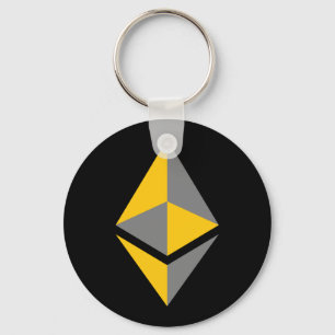 Het Grijze & Gouden Logo van Ethereum ETH   Sleutelhanger