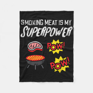 Het grillen van vlees mijn superkracht Bbq Barbecu Fleece Deken