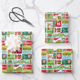 Het Grinch Merry Grinchmas Pattern Inpakpapier Vel