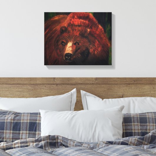 HET GRIZZLY BEREN canvas (Insitu (Slaapkamer))