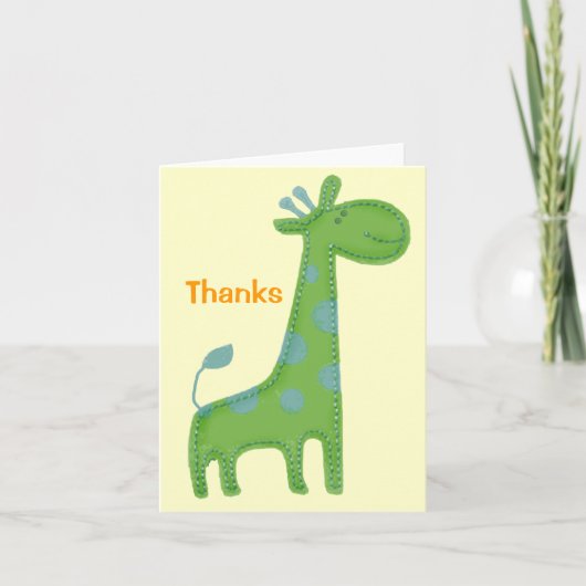 Het groene Bedankt van Applique van de Giraffe (Voorkant)
