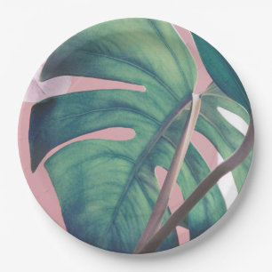 Het Groene Blad van Monstera Papieren Bordje