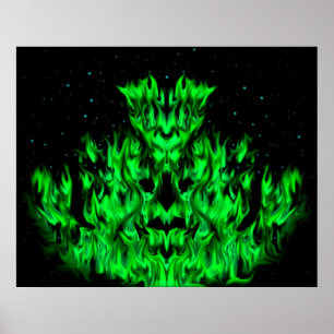 Het groene Vlammenmonster in De Sterrenhemel Poster